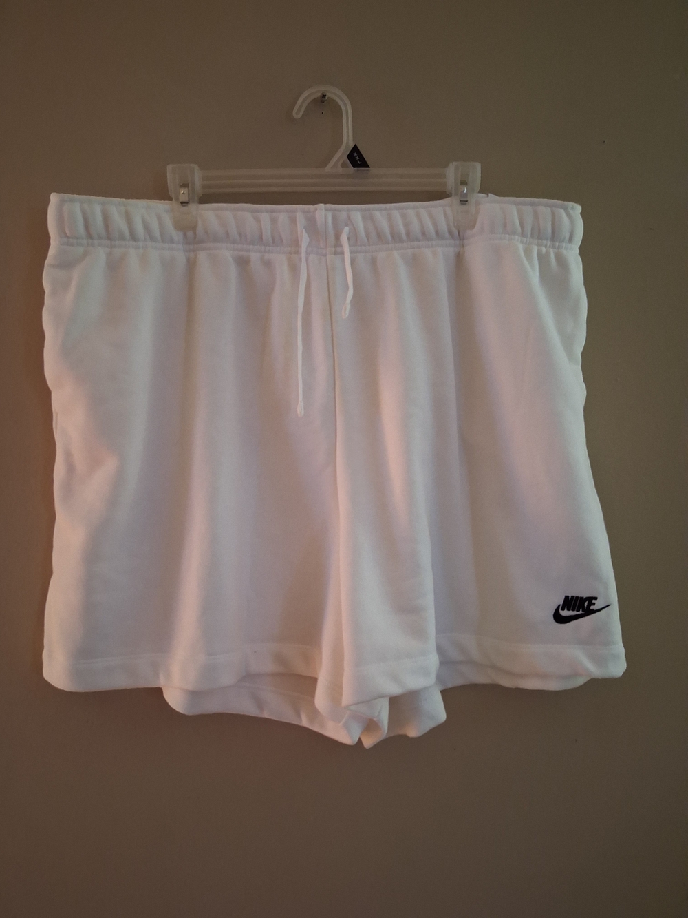 Nike Women's White Athletic Drawstring Shorts with Black Logo